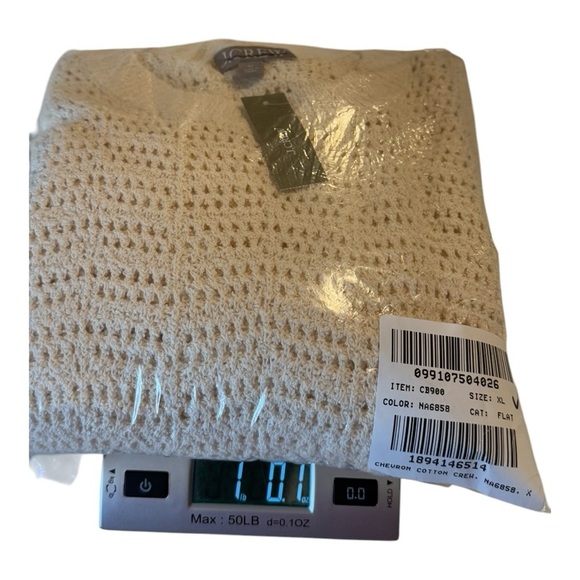 J. Crew Pointelle crewneck sweater in Antique White NEW CB900 Size XL Crop Fit - Picture 15 of 16